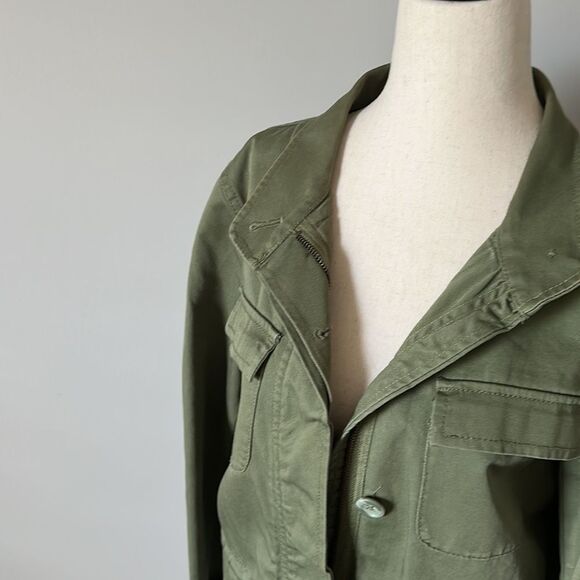 Sz M Ann Taylor LOFT light zip front collar utility jacket - Picture 2 of 7